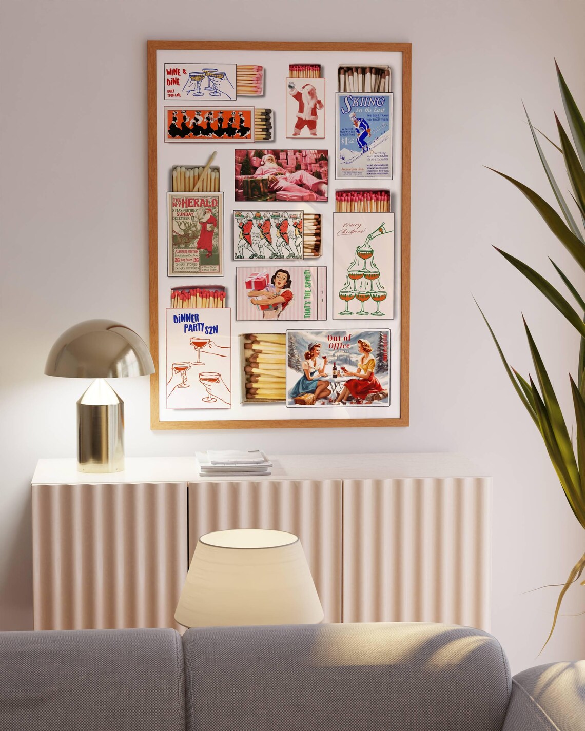 Vintage Retro Christmas Matchbox Collage Festive Holiday Art Poster - Image 4
