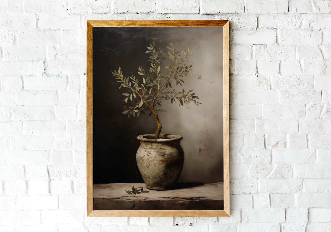 Vintage Olive Tree Painting, Mediterranean Wall Art - Image 2