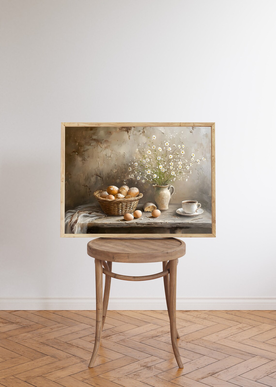 Farmhouse Breakfast Still Life Painting Eggs Daisies Rustic Art Poster - Image 5