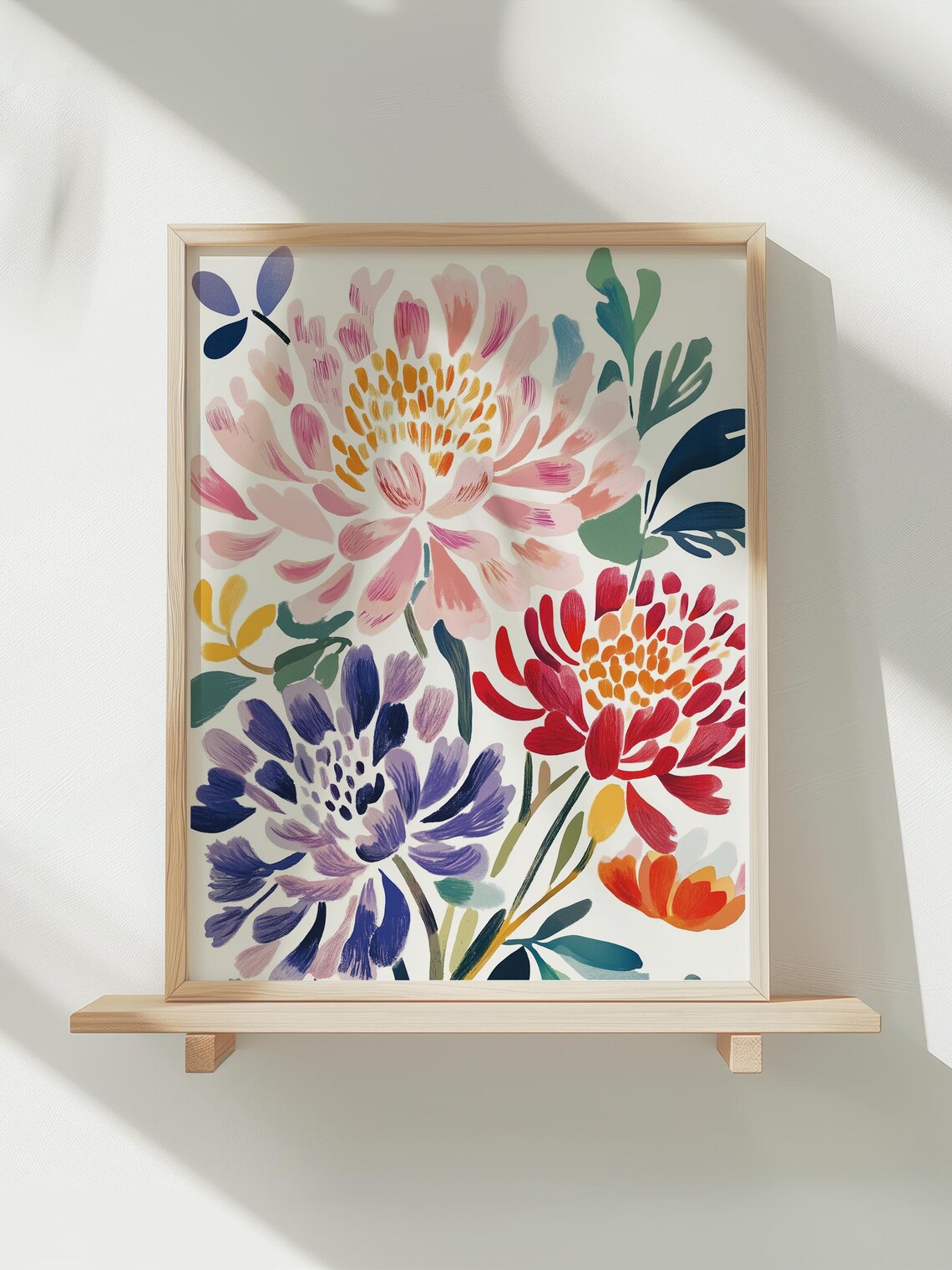 Chrysanthemums Poster, Art Deco Wall Art Print