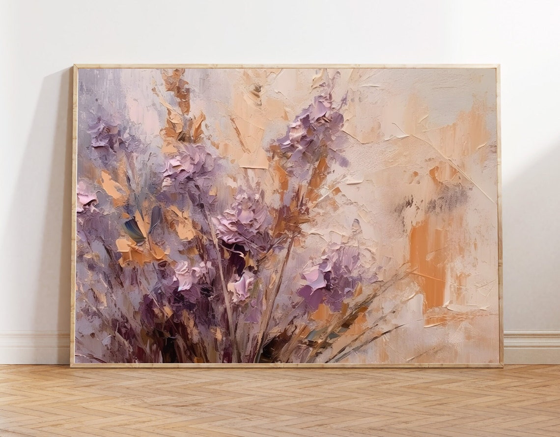 Muted Lavender Floral Abstract Painting Modern Botanical Art Poster