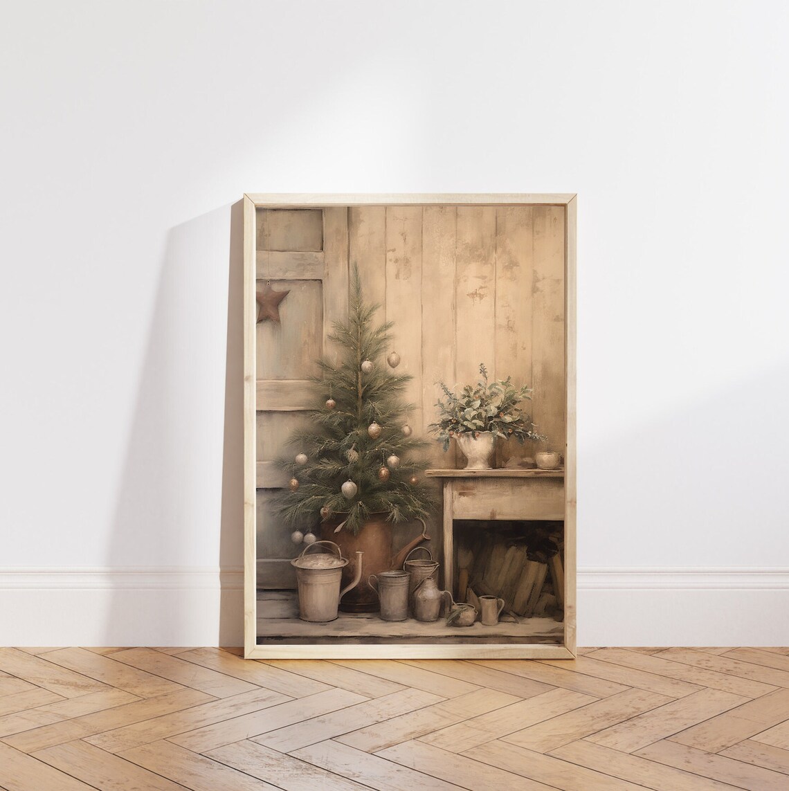Rustic Christmas Tree in Vintage Metal Bucket Farmhouse Poster - Image 5