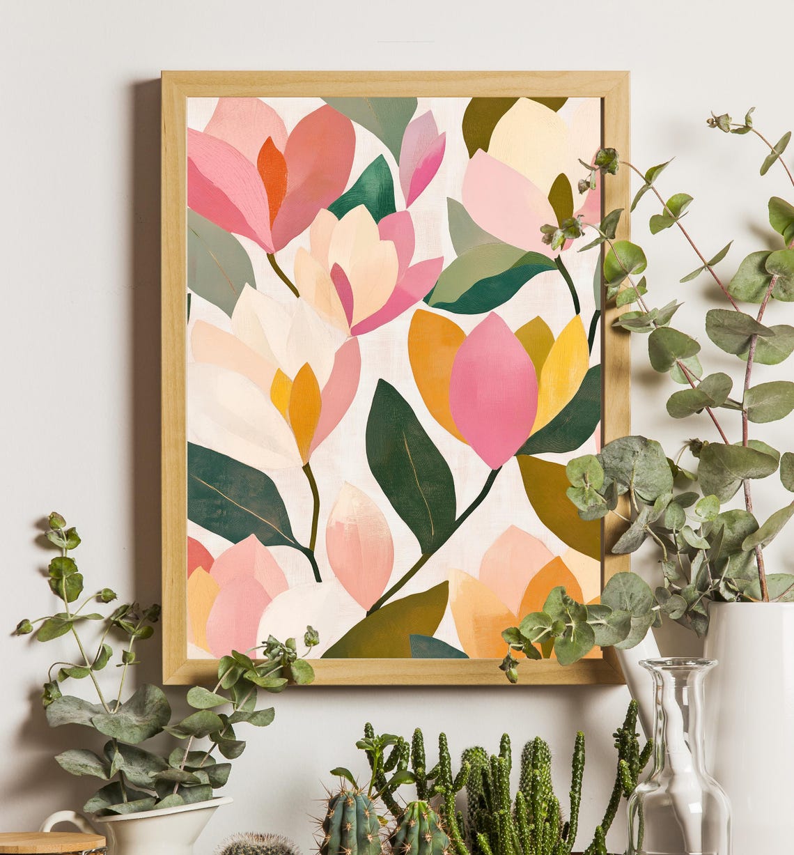 Oversized Pink Coral Abstract Blooms Botanical Home Decor Poster - Image 8