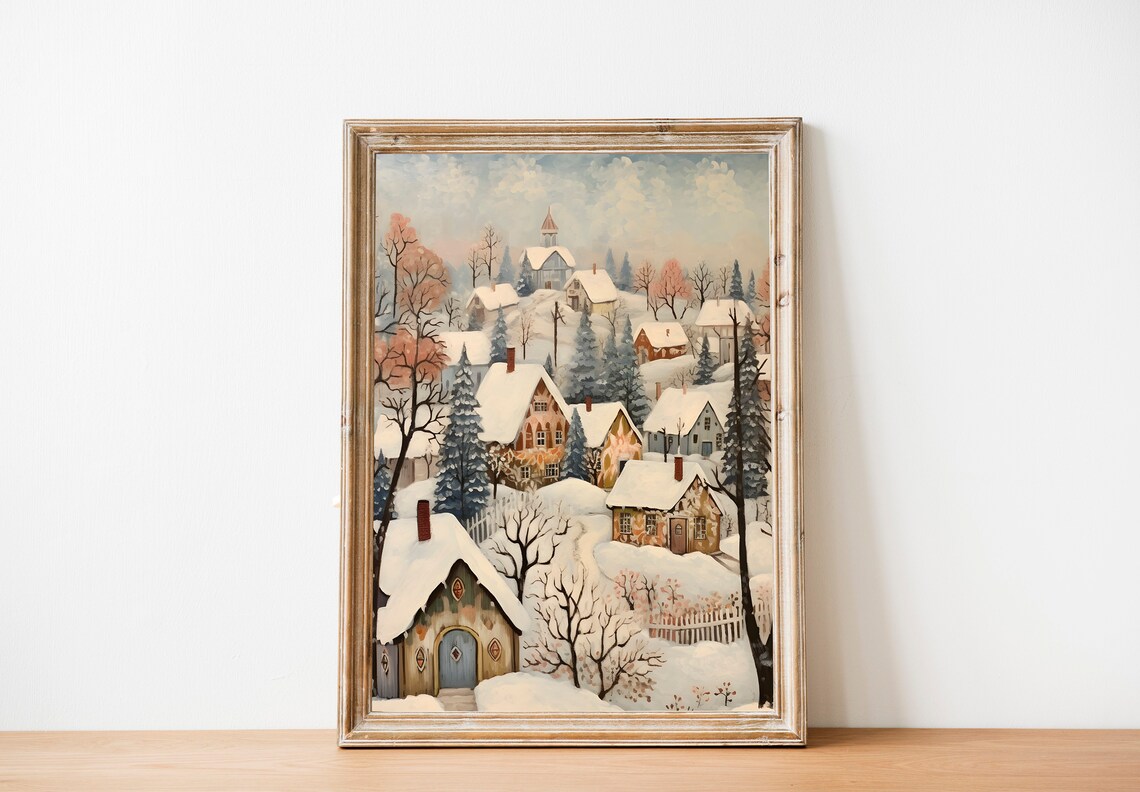 Nordic House Print, Scandi Christmas Wall Art - Image 2