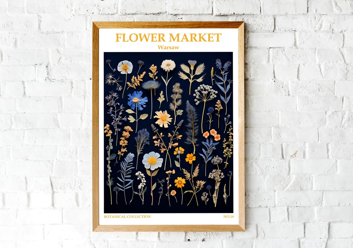 Warsaw Flower Market Navy Wildflower Botanical Collection Poster - Image 2