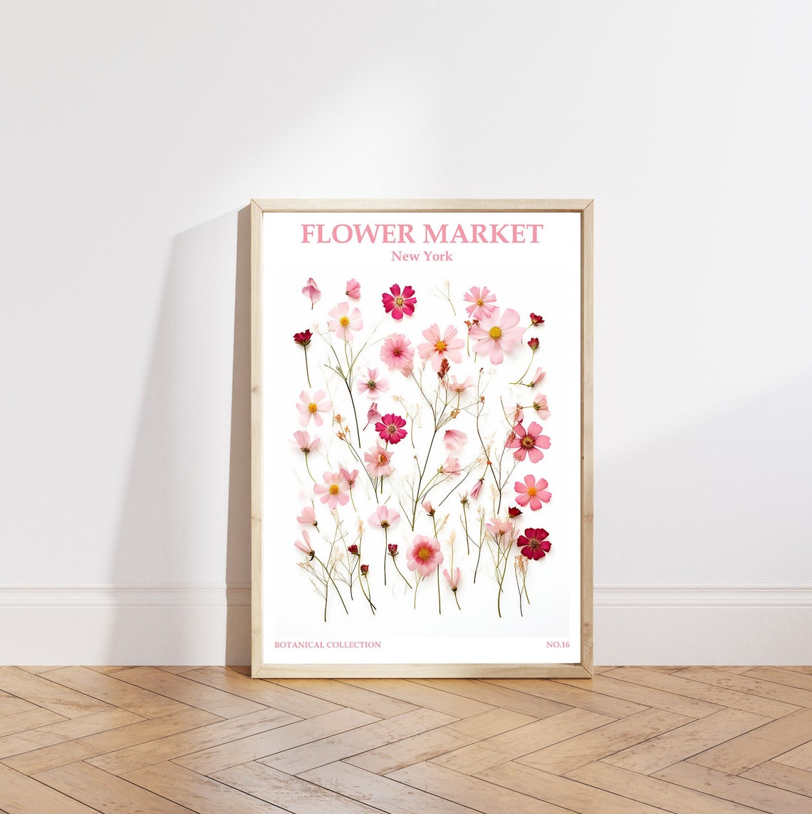 New York Flower Market Print Usa Travel Art New York Art Botanical Wall Decor Dried Flower Pressed Wall Art Pink Flowers Art - Image 5