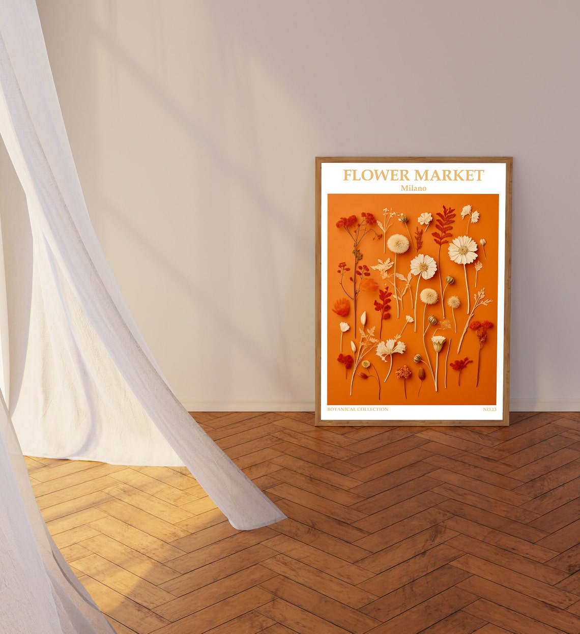 Milano Flower Market Burnt Orange Botanical Collection Art Poster - Image 3