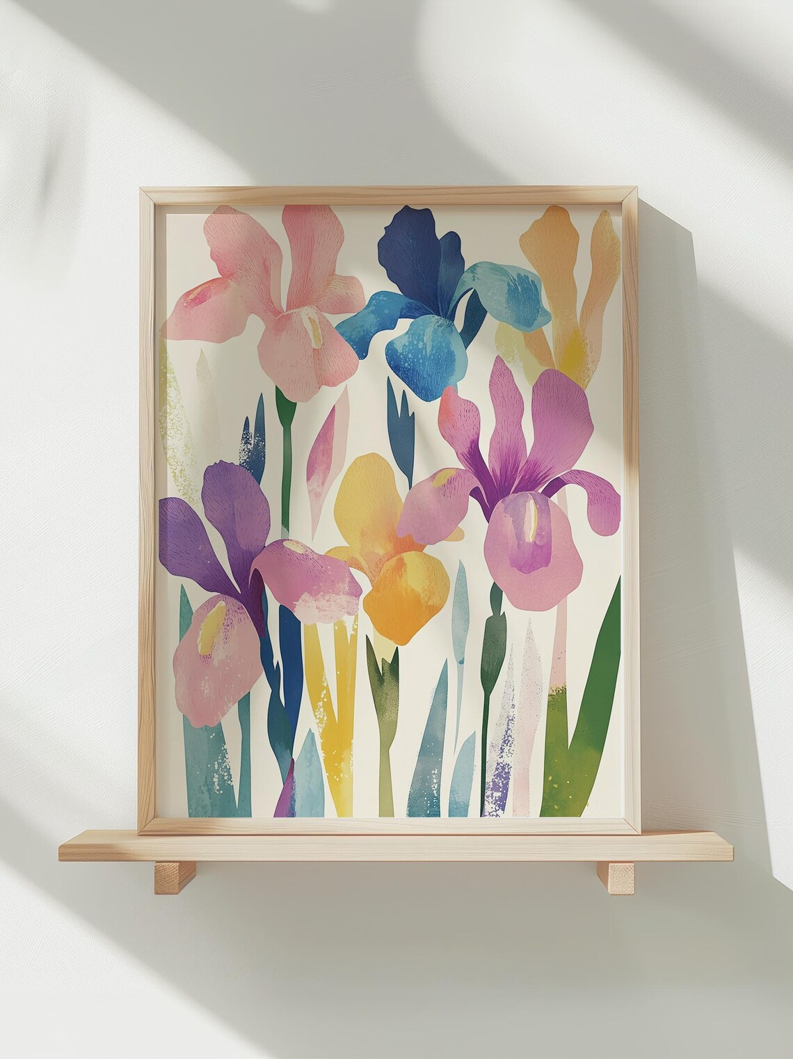 Watercolor Iris Blooms Soft Pink Purple Blue Floral Home Decor Poster