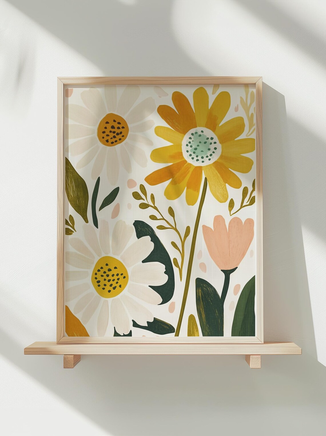 Daisy Boho Girls Room Botanical Art Print