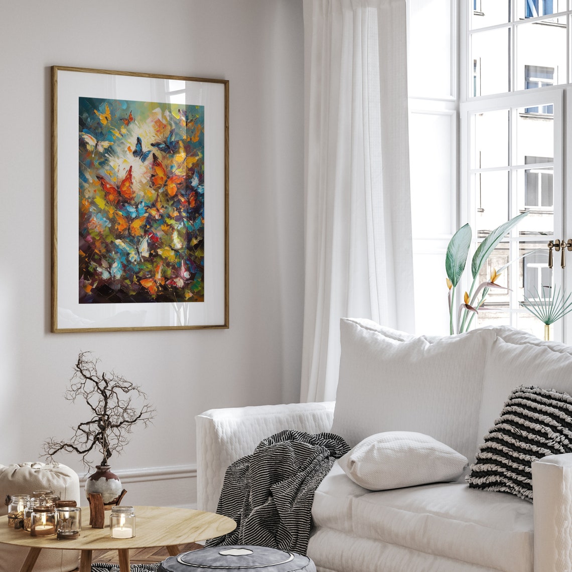 Vibrant Butterfly Swarm Impressionist Painting in Warm Colors Poster - Image 5