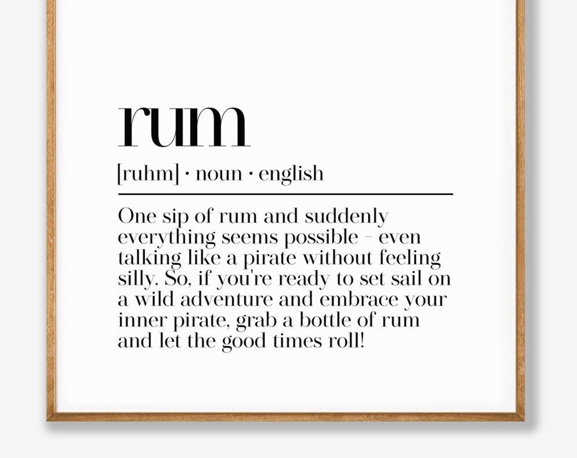 Funny Rum Dictionary Definition Pirate Bar Cart Adventure Poster