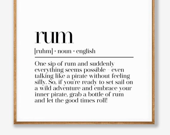 Funny Rum Dictionary Definition Pirate Bar Cart Adventure Poster