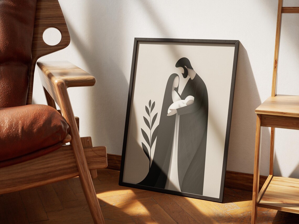 Minimalist Nativity Art Print, Modern Christian Decor - Image 2