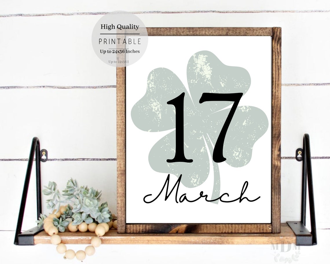 17 March Shamrock St Patricks Day Neutral Farmhouse Wall Poster - Image 3