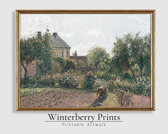 Summer Cottage Garden Impressionist Flower Beds Vintage Wall Art