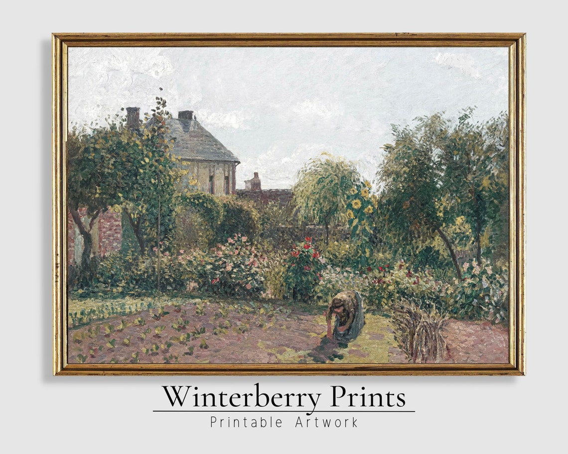 Summer Cottage Garden Impressionist Flower Beds Vintage Wall Art