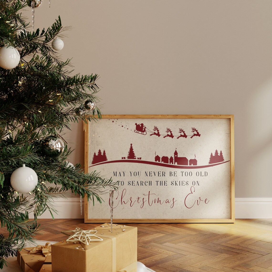Christmas Eve Sky Sign, Holiday Wall Art Print