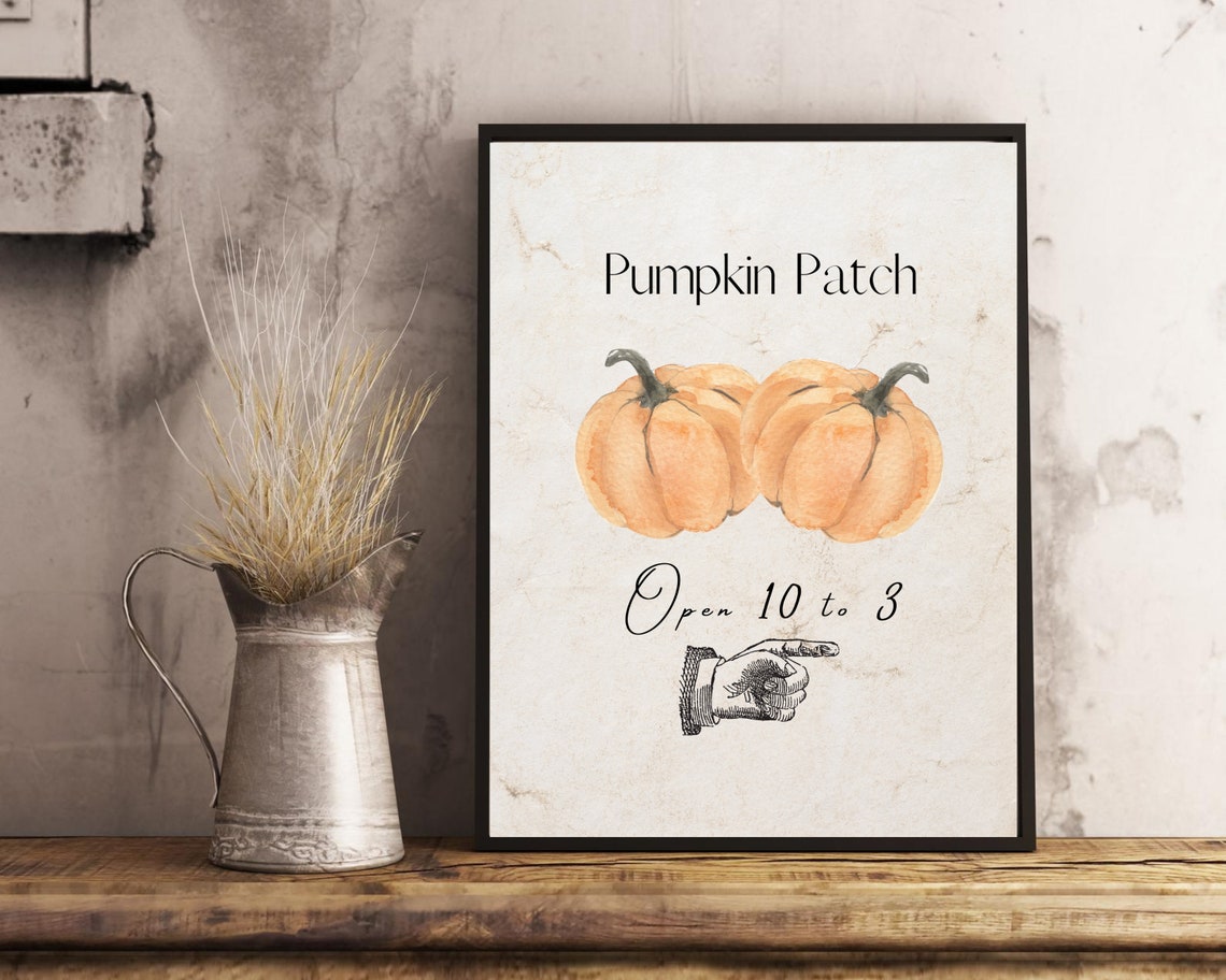Pumpkin Patch Open 10 To 3 Watercolor Fall Farm Stand Sign Poster