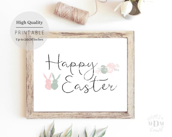 Easter Wall Art Easter Decor Easter Art Happy Easter Print Easter Prints Farmhouse Easter Decor Easter
