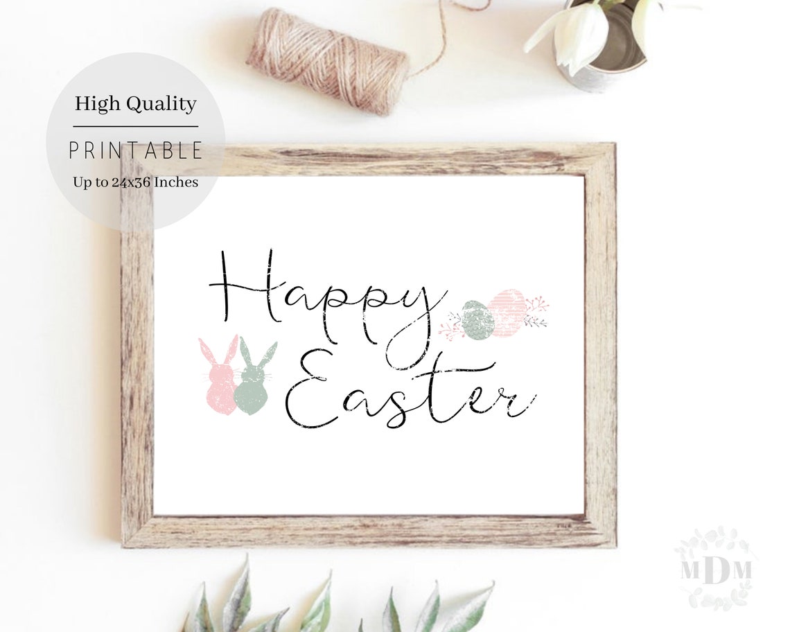 Easter Wall Art Easter Decor Easter Art Happy Easter Print Easter Prints Farmhouse Easter Decor Easter