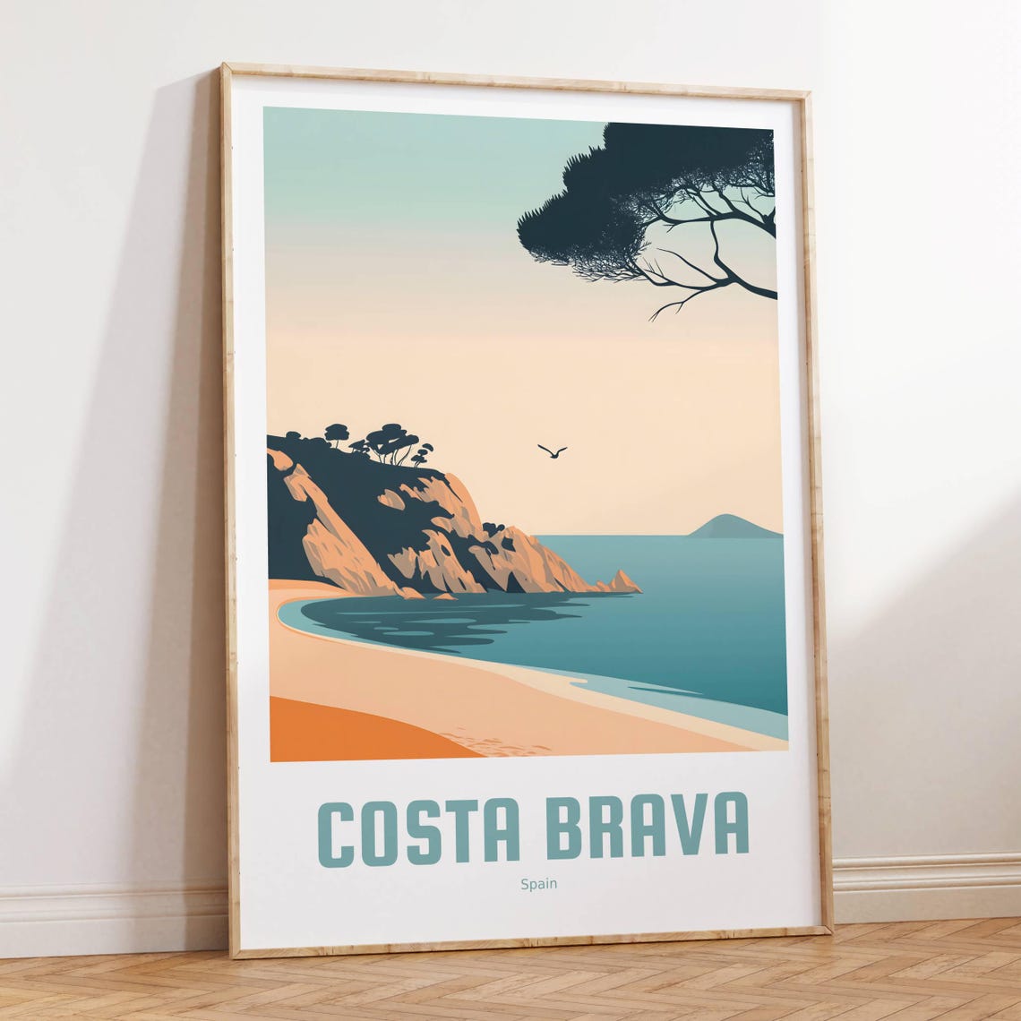 Costa Brava Spain Sandy Beach Cliffs Minimalist Travel Poster - Image 4