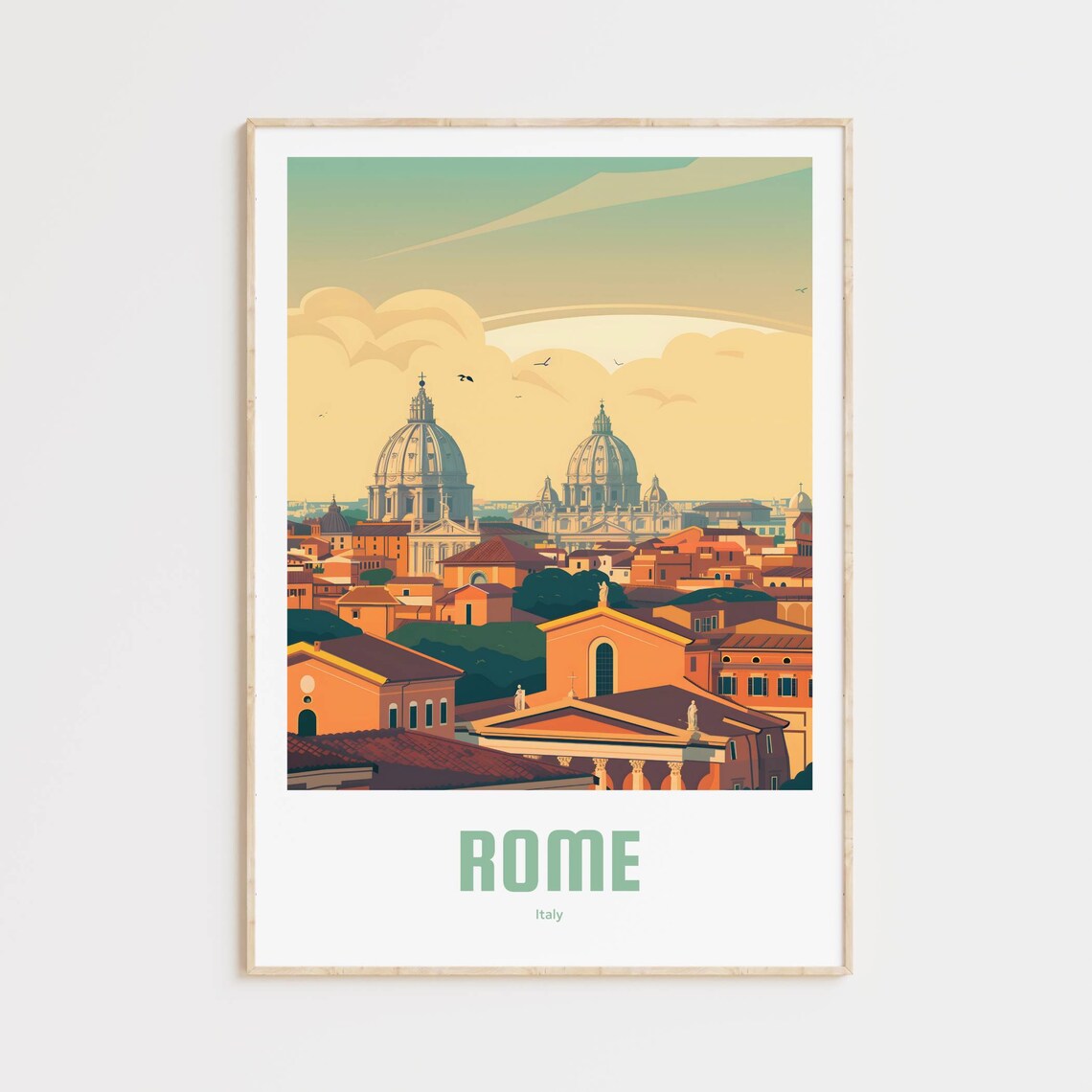 Rome Vintage Travel Poster, Italy City Print