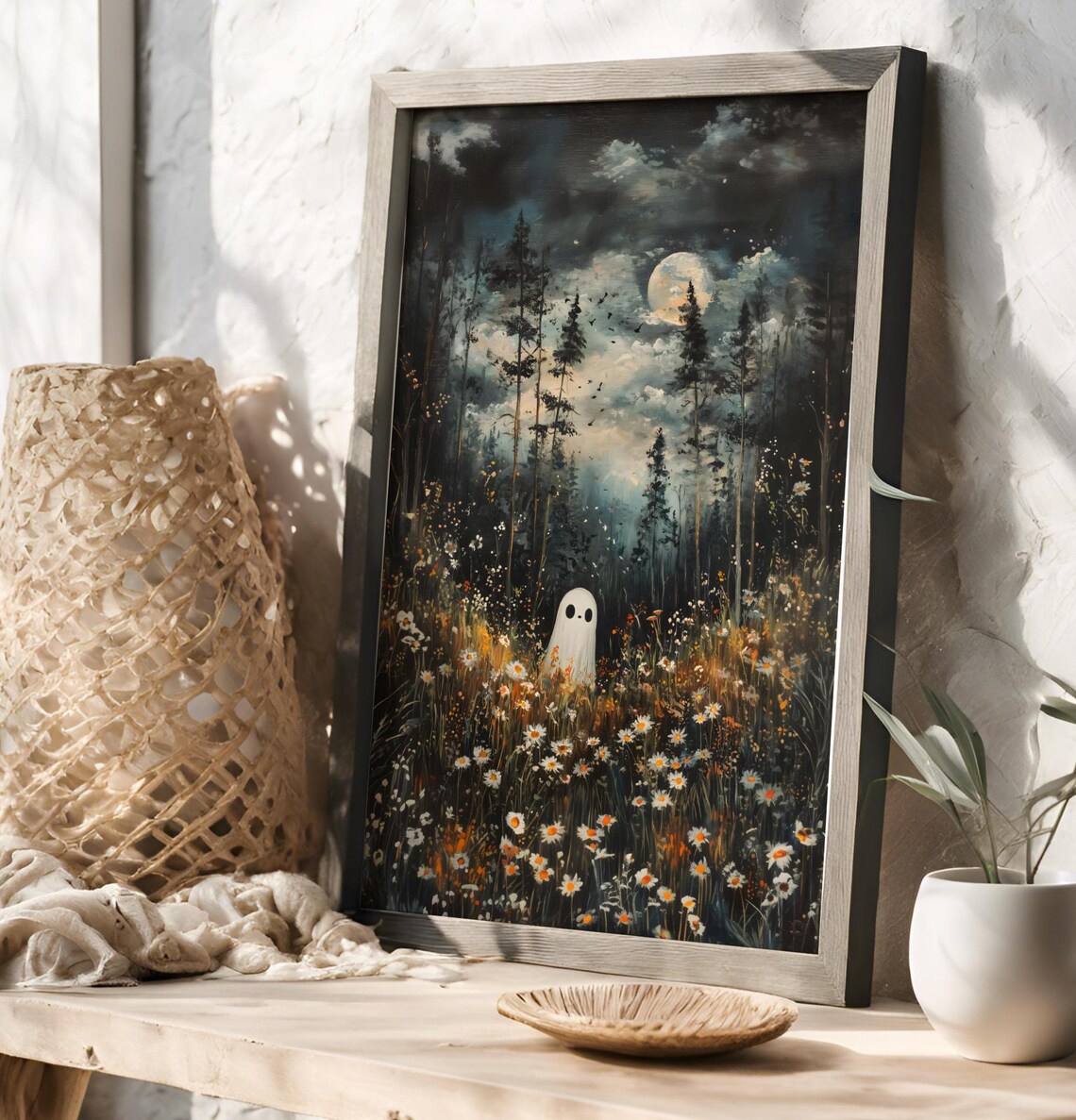 Ghost in Magical Forest Meadow, Dark Academia Art Print - Image 3
