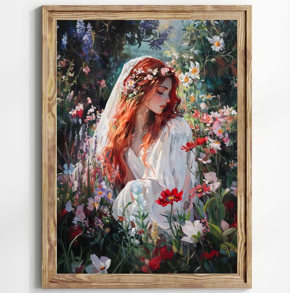 Persephone Wall Art Dark Academia Print Moody Victorian Wall Art Cottagecore Greek Goddess Greek Mythology Art