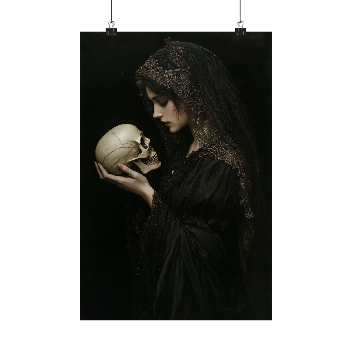 Lady Macbeth With Skull, Victorian Gothic Art Print - Image 3