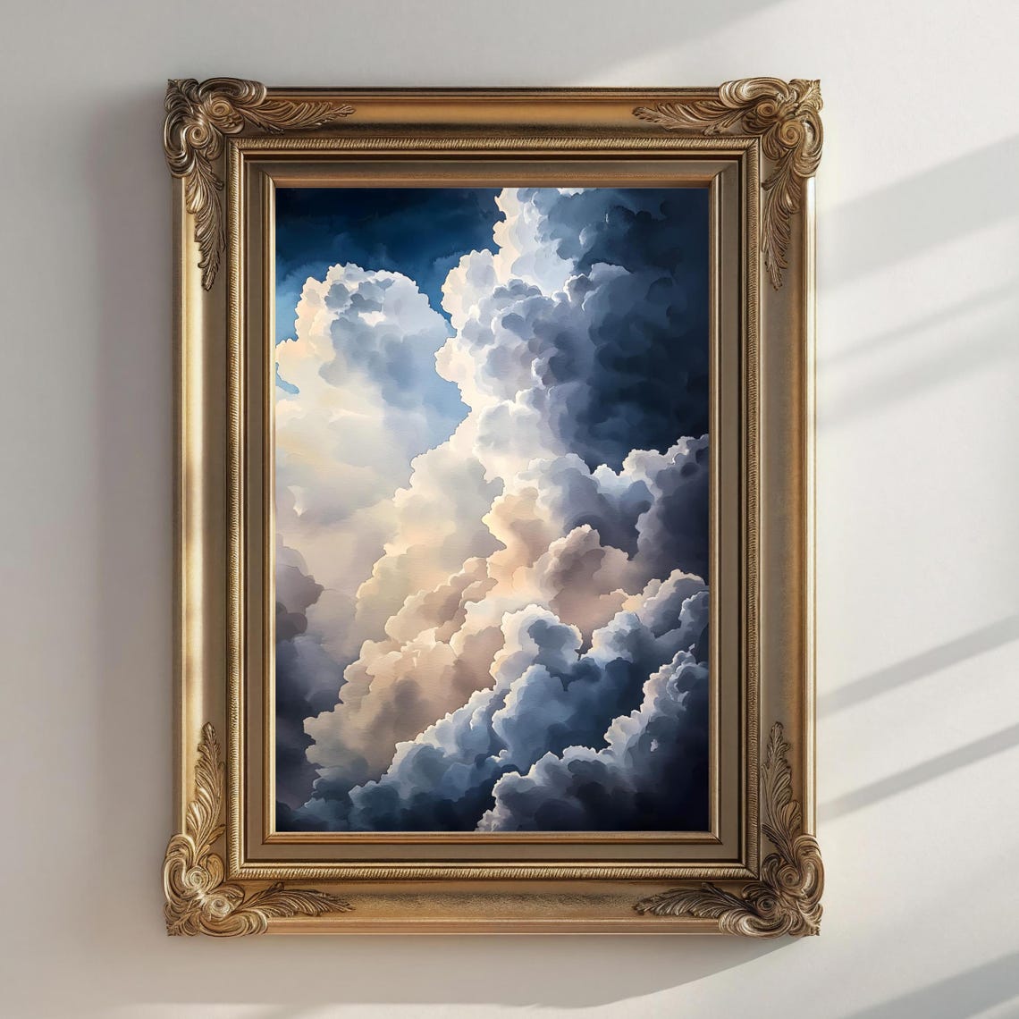 Towering Storm Clouds Dramatic Moody Watercolor Sky Study Wall Art - Image 2
