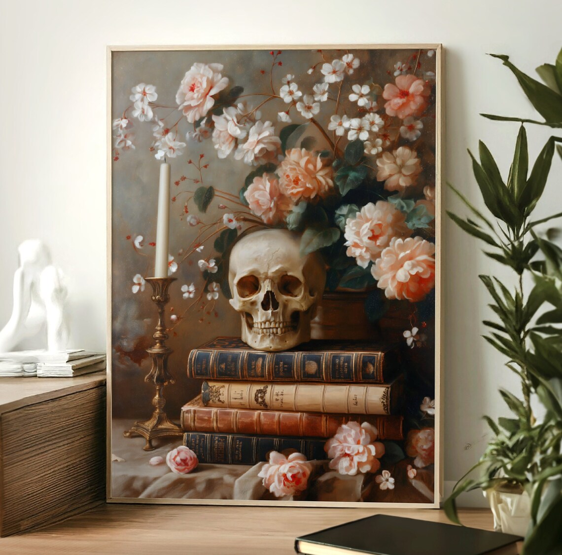 Gothic Flowers And Skull Book Print, Victorian Decor - Image 3