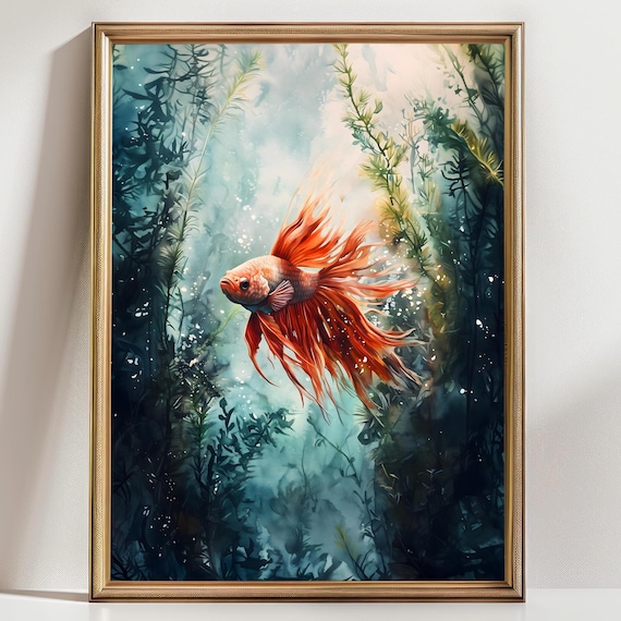 Aquarell Betta Fisch Painting Betta Fish Watercolor Print Of Fish Aquarium Painting Betta Art Aquarium Lover Gift For Betta Fisch Owner