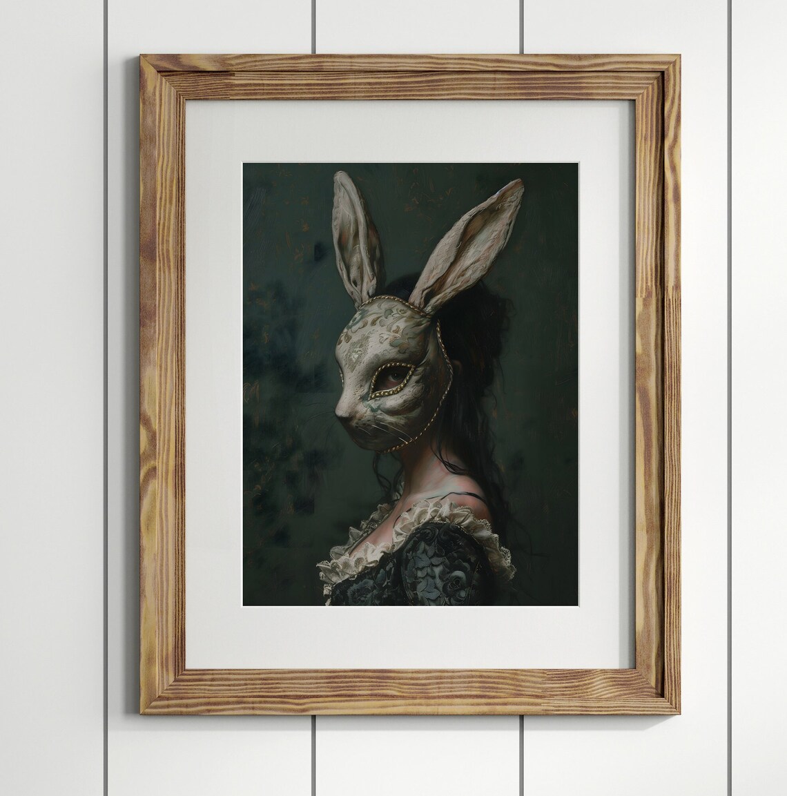 Dark Bunny Victorian Art Poster Print, Vintage Romance - Image 2