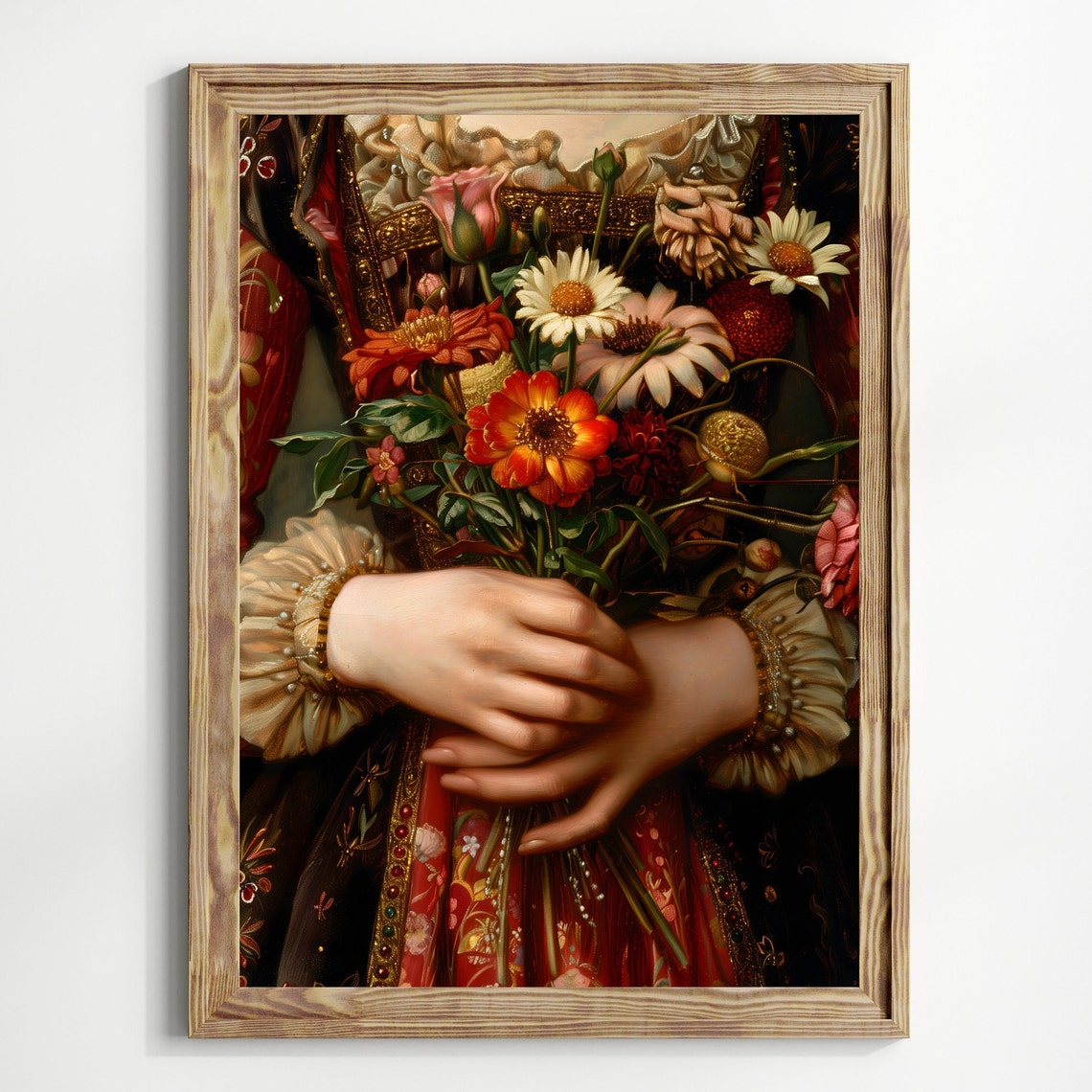 Woman's Hands Holding Wildflower Bouquet Victorian Floral Art Poster - Image 3