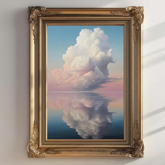 Big Clouds Whimsical Print Wall Art Minimalist Wall Art Clouds Art Print Vintage Moody Cloudy Sky Landscape Cottagecore Decor