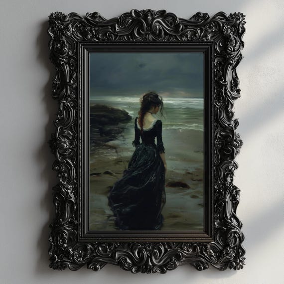 Dark Academia Print The Sea Goth Moody Victorian Wall Art Dark Decor Aesthetic Dark Cottagecore Gothic Prints Moody Art
