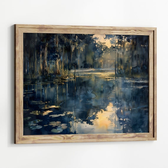 Florida River Watercolor Landscape Wetlands Art Print