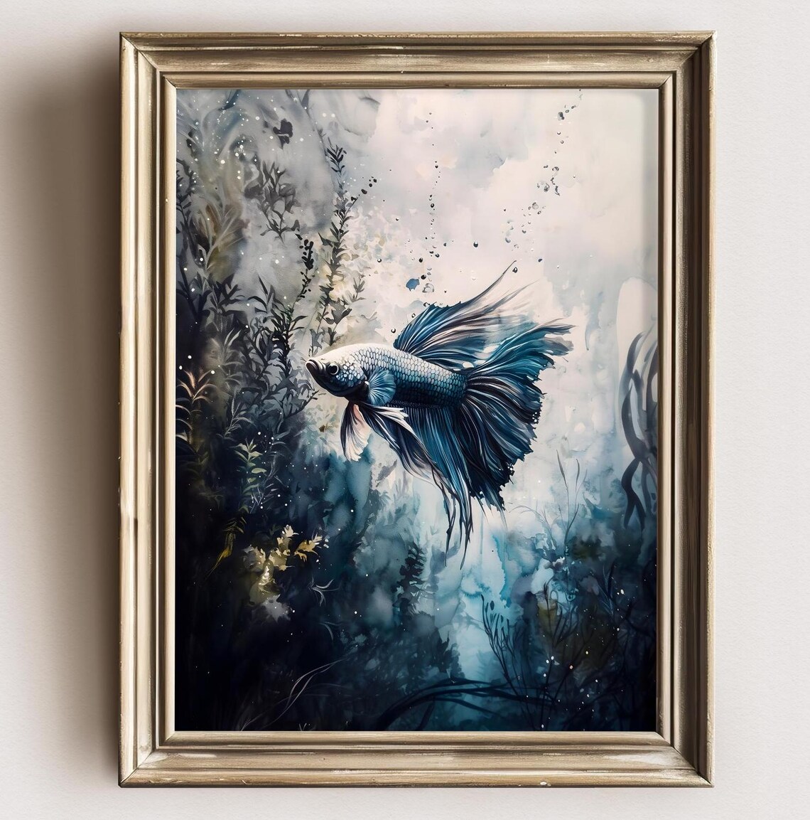 Betta Fish Watercolor Art Print, Aquarium Lover