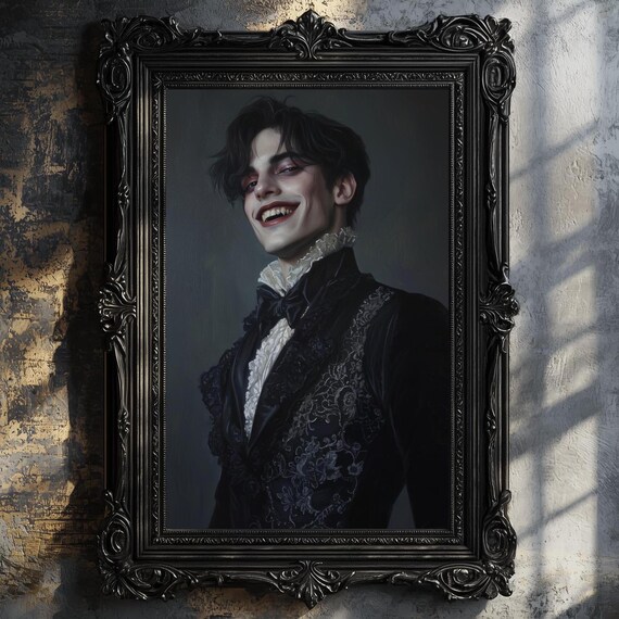 Handsome Vampire Gothic Home Decor Dark Academia Art Print Dark Art Occult Poster Vampire Gothic Home Decor Gothic Prints Witchy