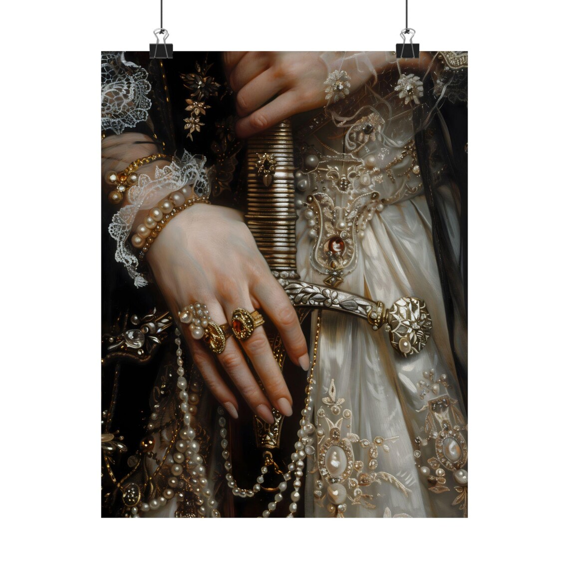 Victorian Woman With Sword, Moody Antique Art Print - Image 4