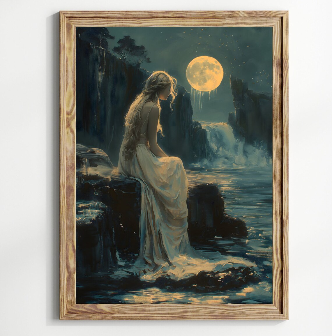 Selene And Full Moon, Dark Academia Gothic Art Print - Image 2