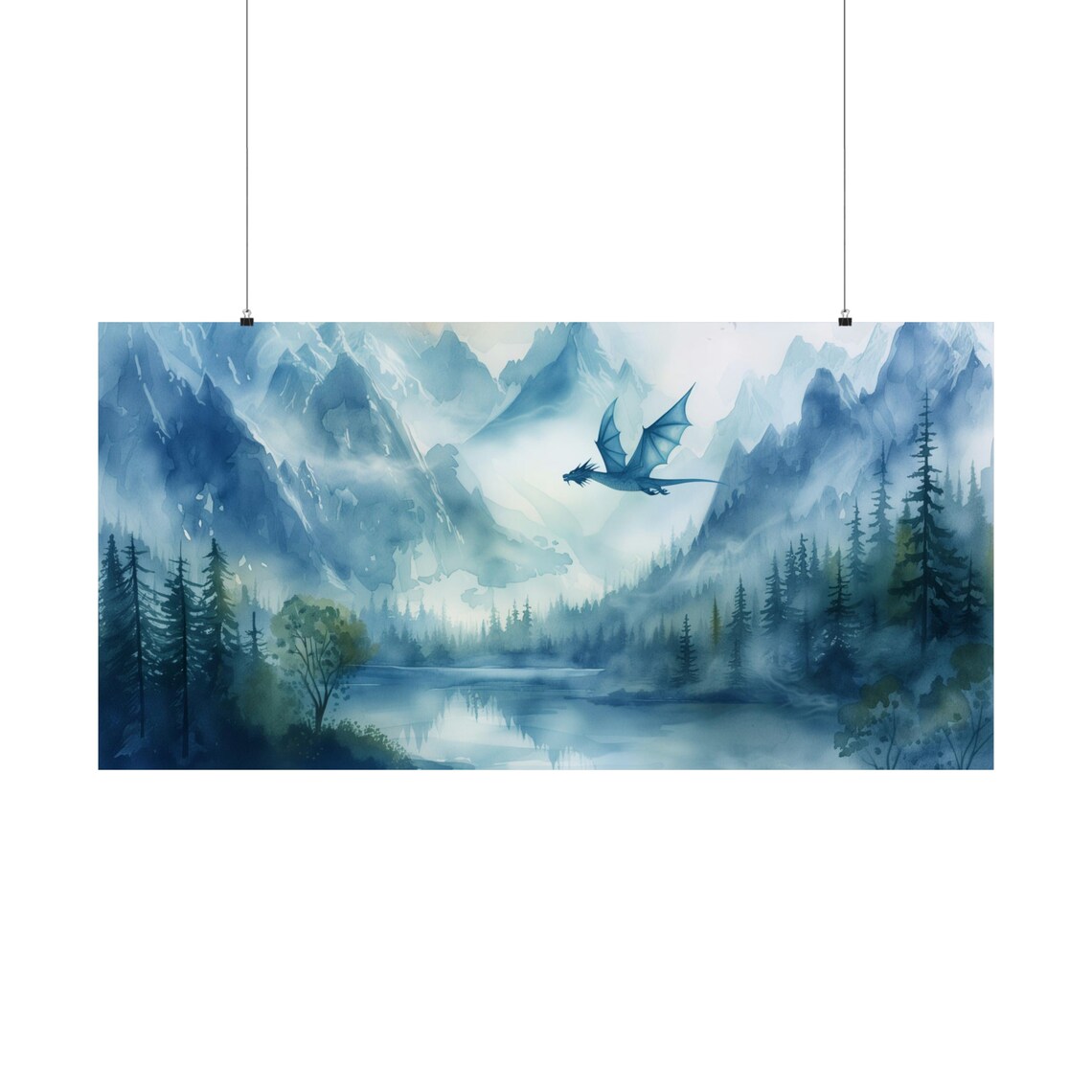 Forest Dragon Watercolor Art, Dark Academia Poster - Image 2