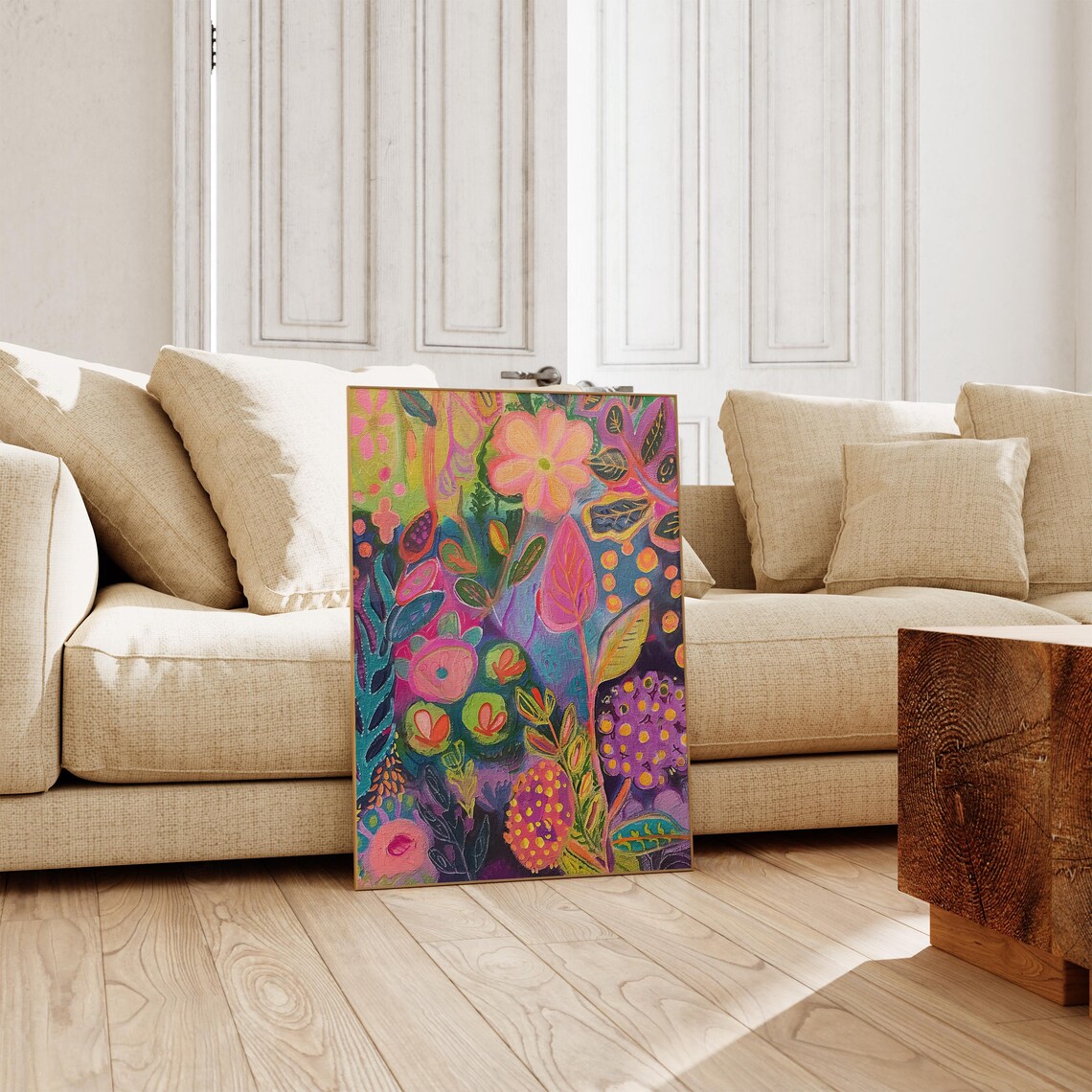 Vibrant Maximalist Abstract Floral Garden Painting Colorful Poster - Image 3