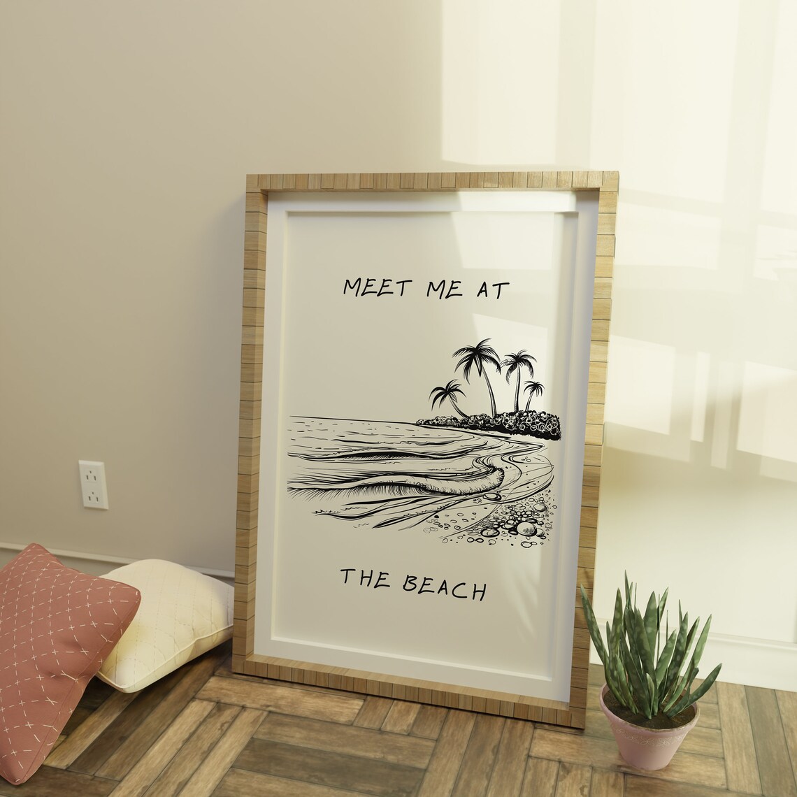 Meet Me at the Beach Island Shoreline Waves Tropical Coastal Poster - Image 3