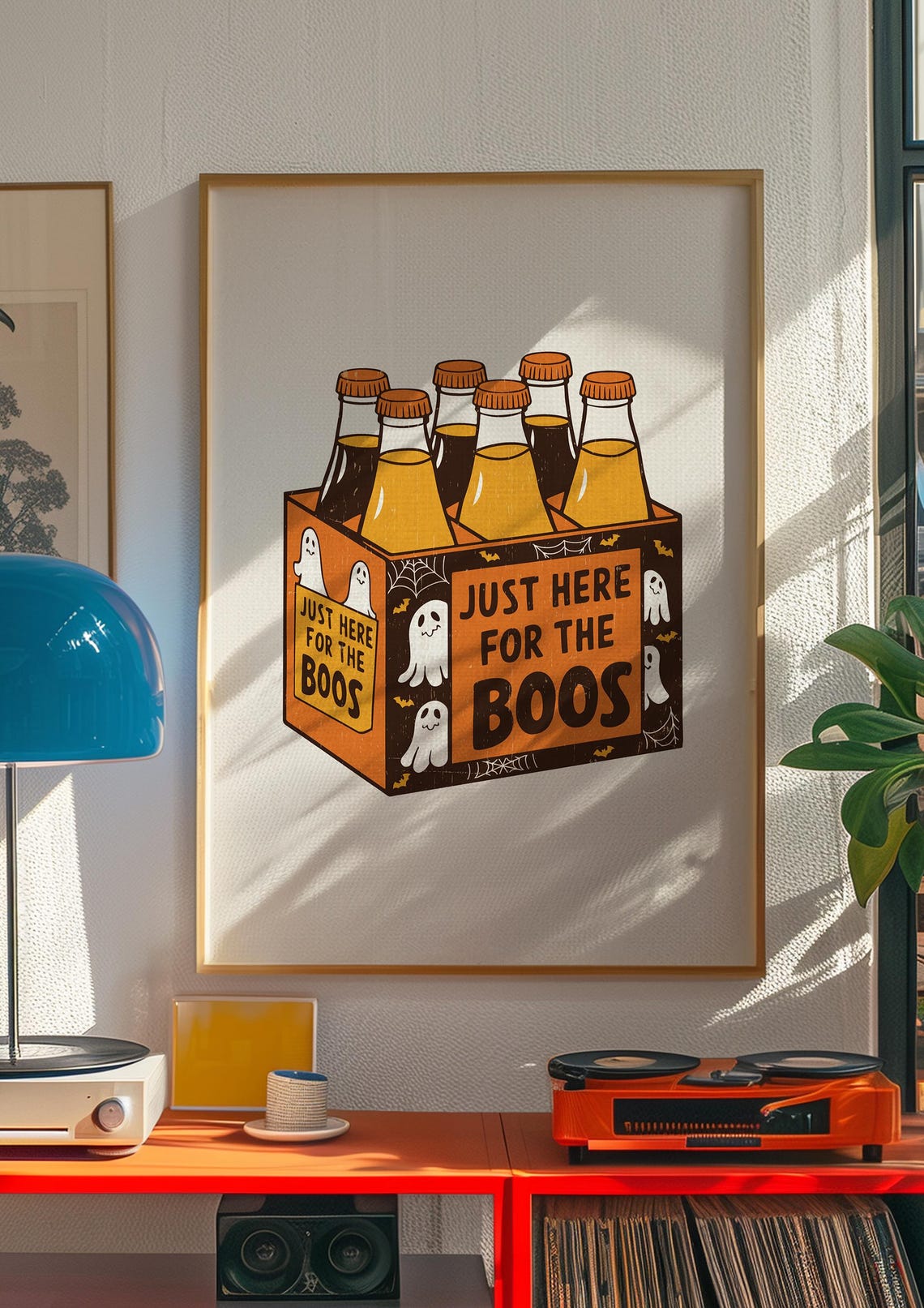 Just Here For The Boos Ghost Beer Six Pack Funny Halloween Poster - Image 5