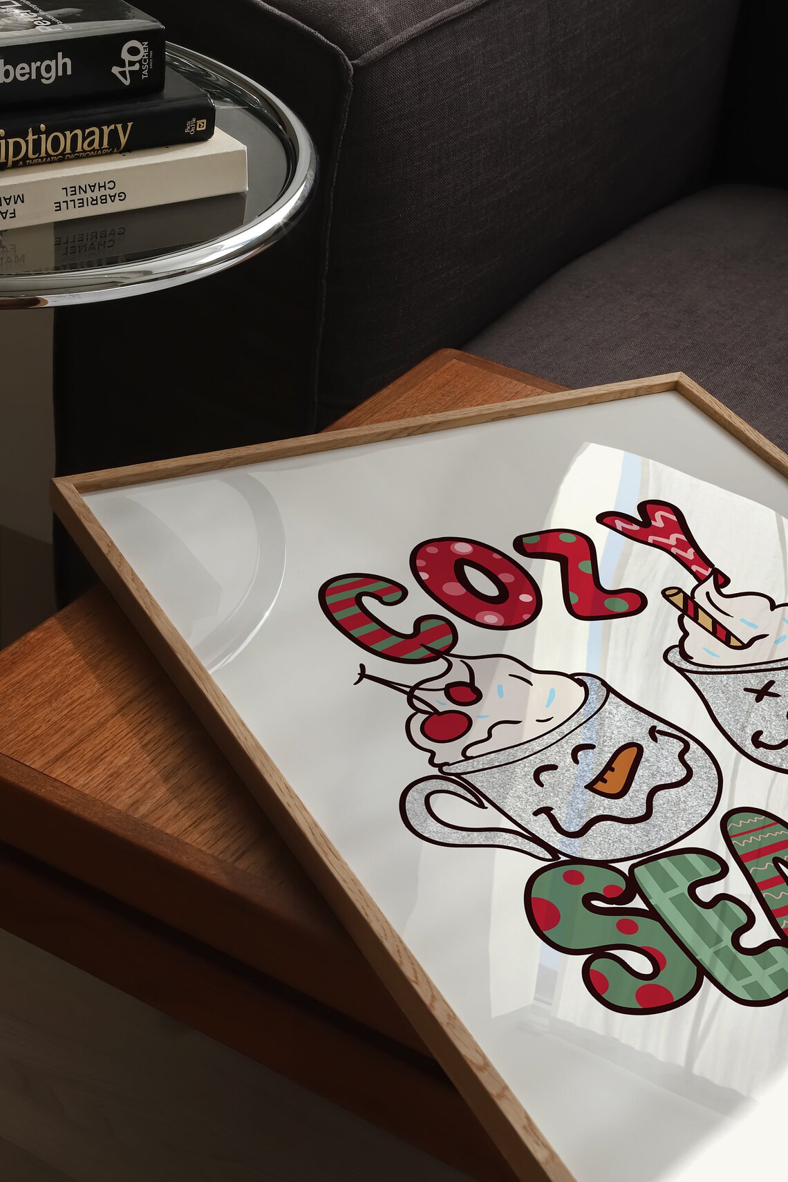 Cozy Season Two Smiling Hot Cocoa Mugs Retro Christmas Wall Poster - Image 5