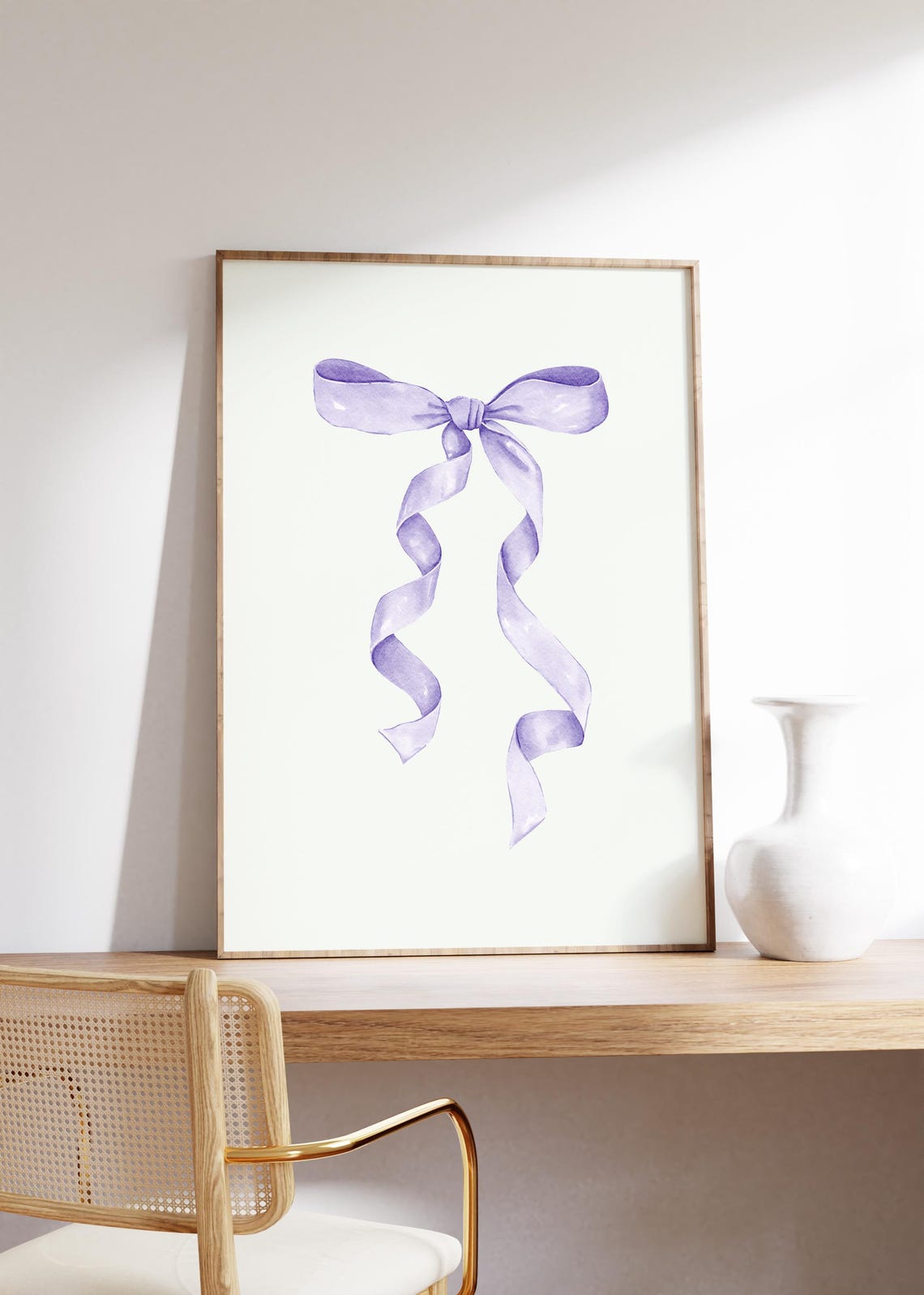 Lavender Ribbon Bow Watercolor Balletcore Coquette Bedroom Poster - Image 4