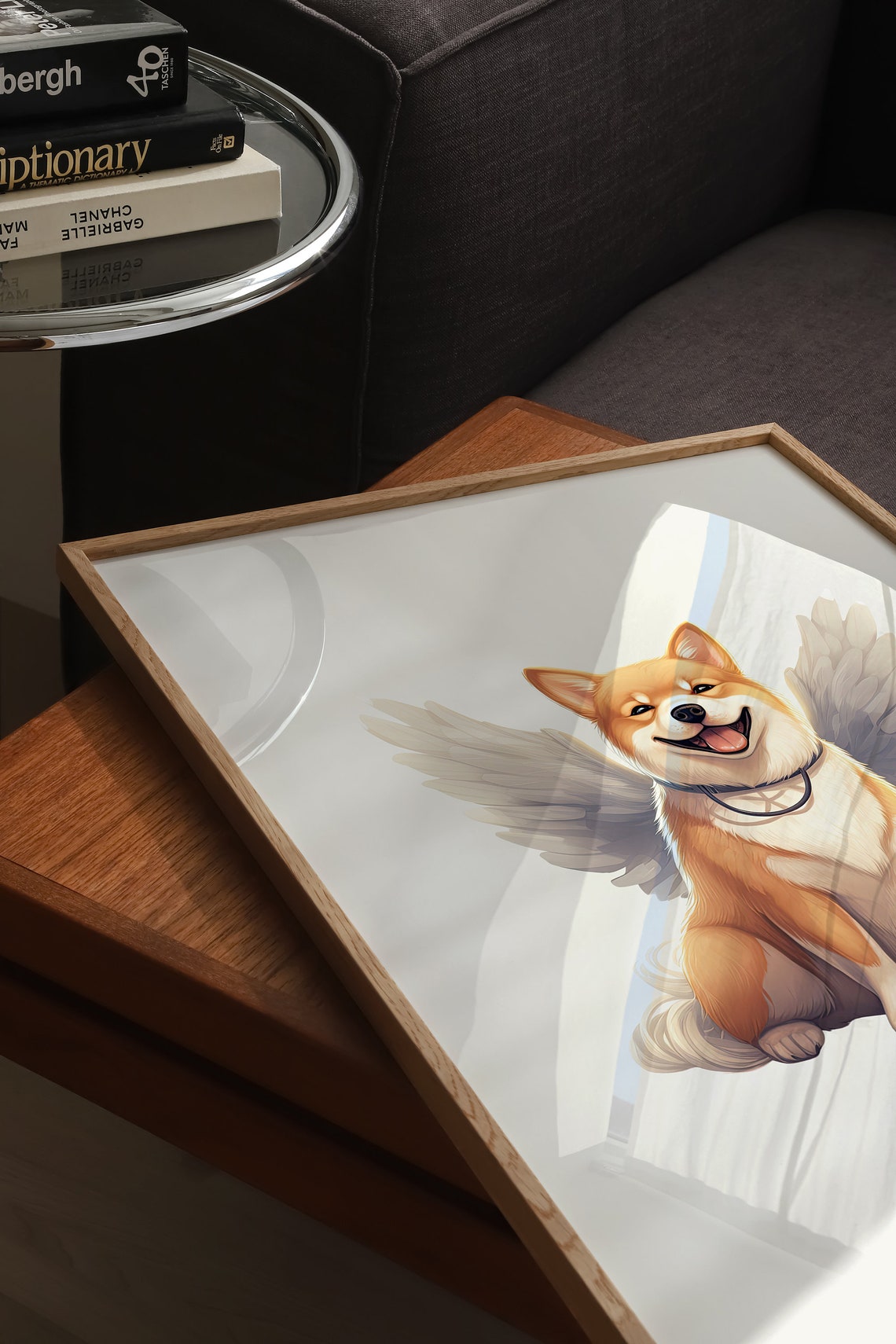 Shiba Inu Angel Wings Sitting Dog Memorial Portrait Keepsake Poster - Image 4