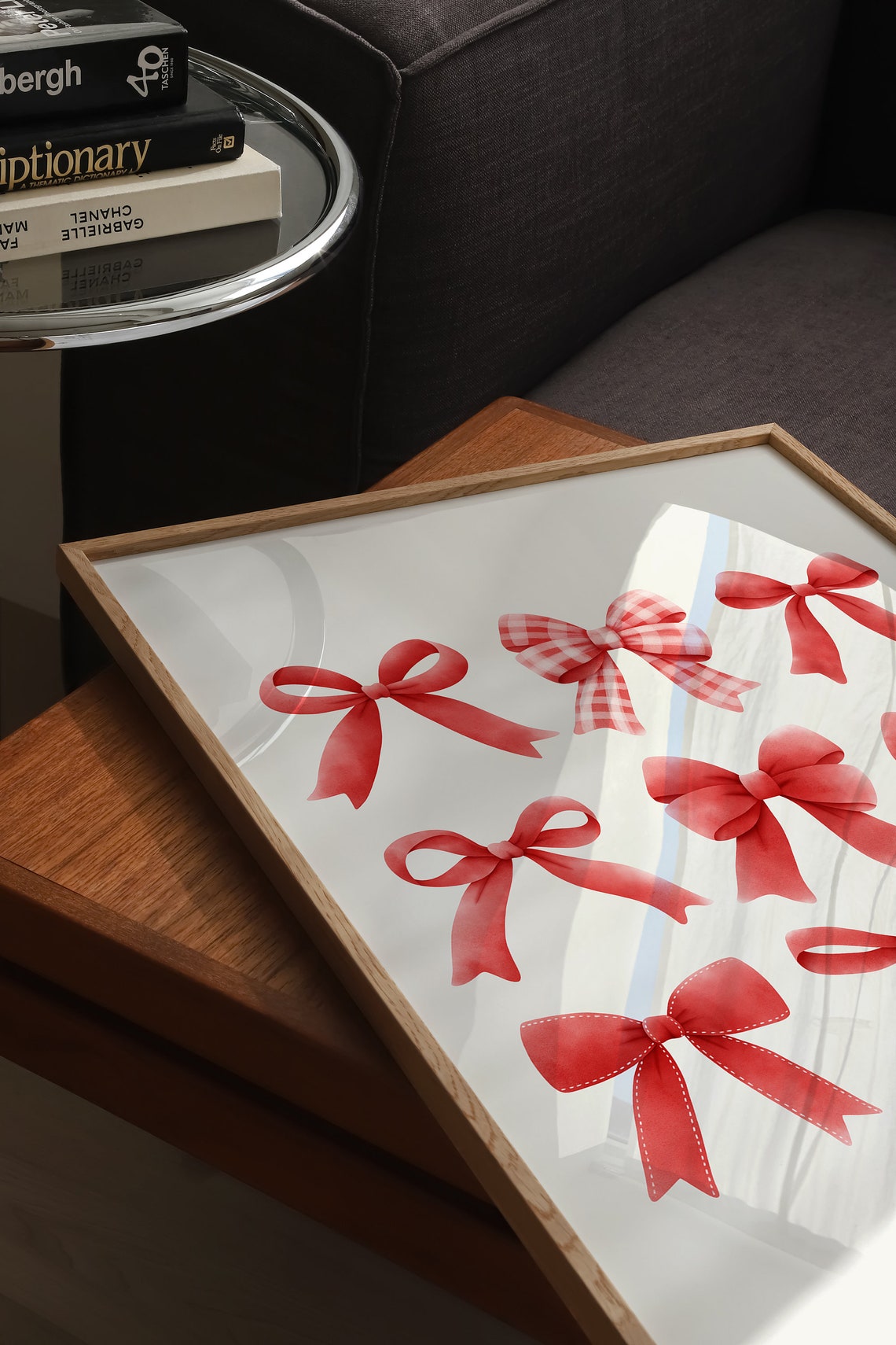 Nine Pretty Red Watercolor Ribbon Bows Coquette Style Poster - Image 3