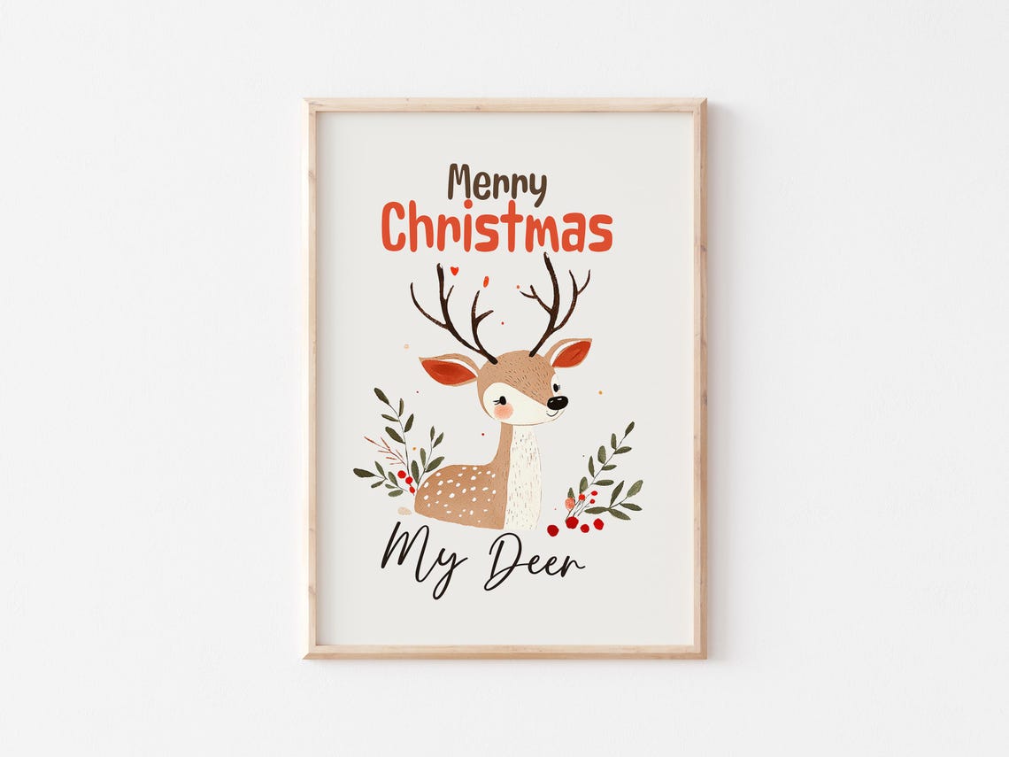 Merry Christmas My Deer Cute Woodland Reindeer Holiday Poster - Image 4
